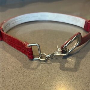 Red Crocodile-Embossed Women's Belt